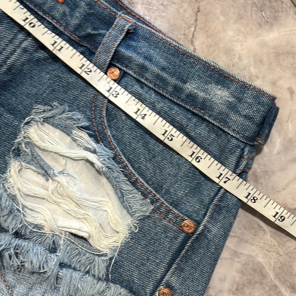 One Teaspoon Blue High-Waisted Jean Shorts - Picture 10 of 14